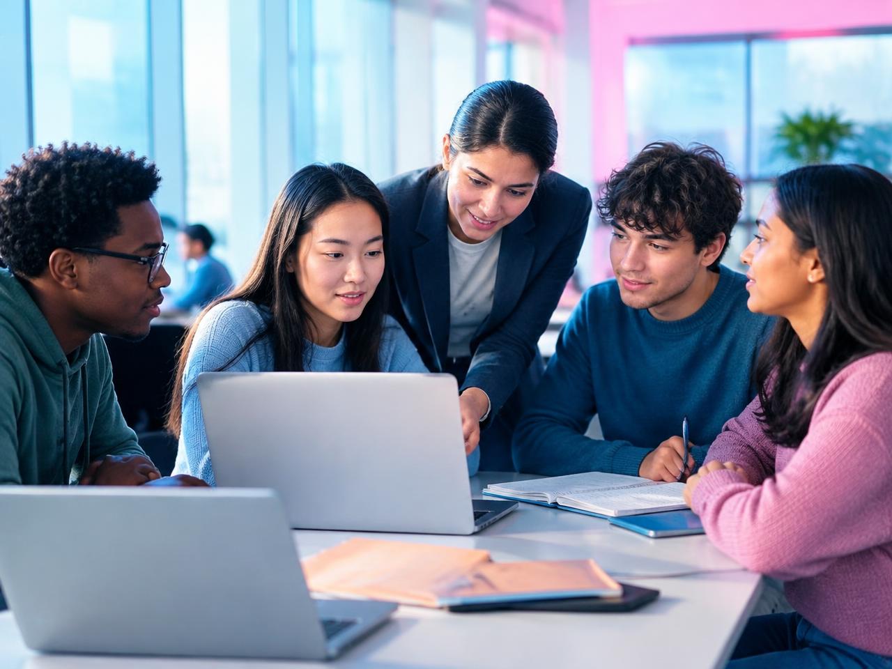 Students learning with an instructor